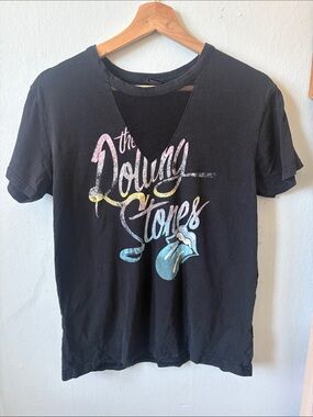 Black Rolling Stones Graphic V-Notch Tee